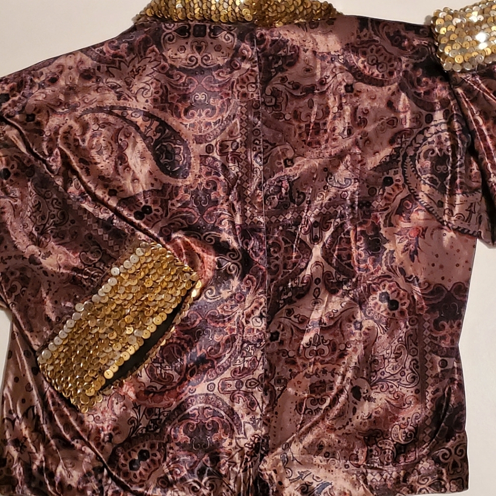 NWT🌹 Free People Layla Gold Embellished Velvet Silky Wrap Kimono Jacket, XS - Picture 11 of 12